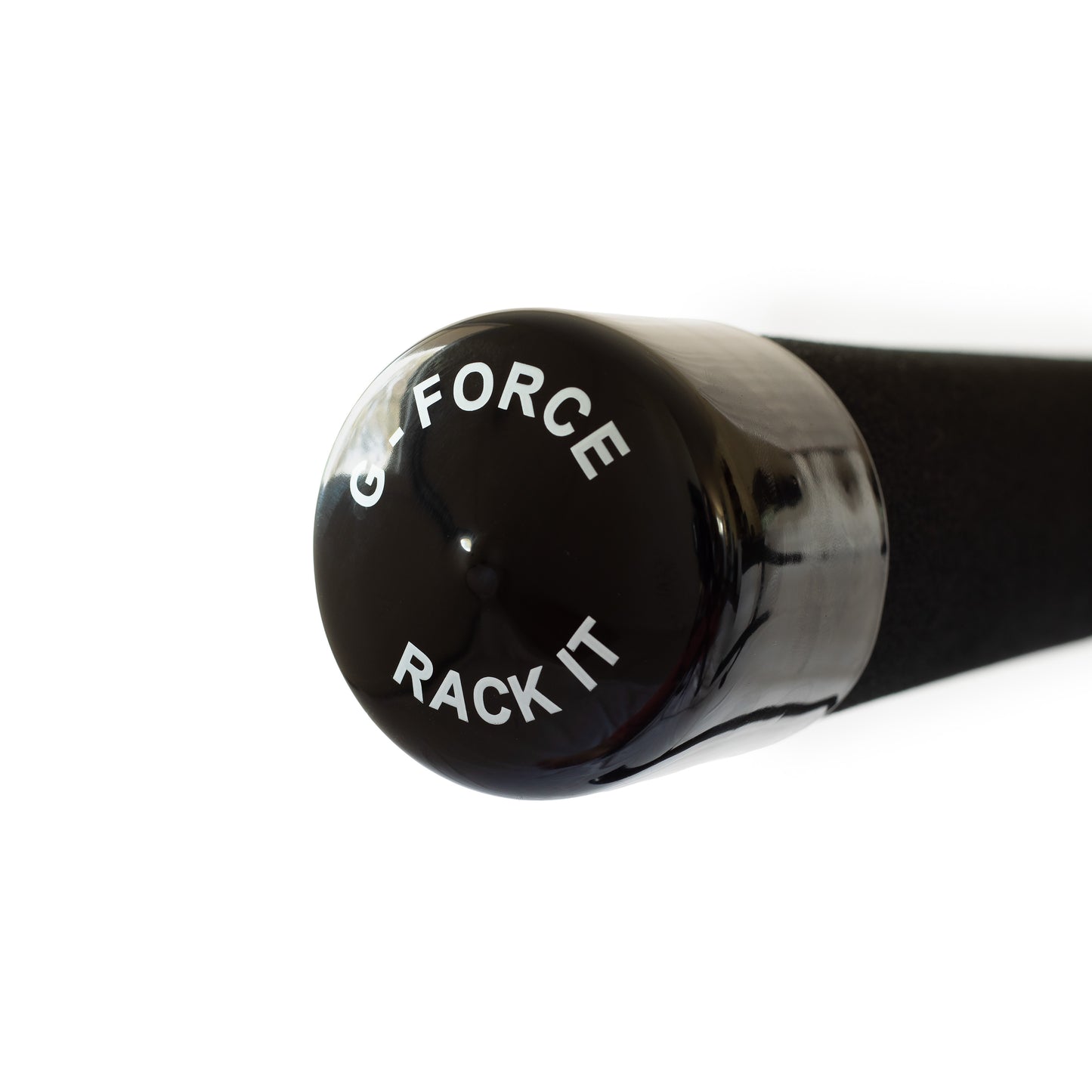 Closeup of G-Force surfboard rack bar showing the 'Rack It' logo