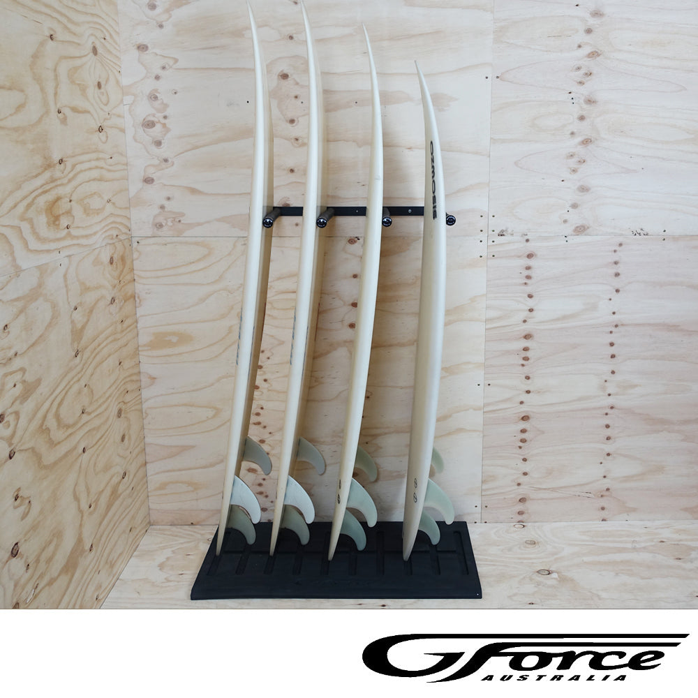 The G-Force Surfboard Mat holding four surfboards