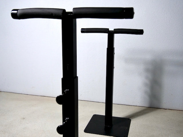 A close-up of the G-Force Surfboard Glassing Rack without a surfboard