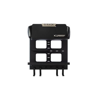 The G-Force G-Rack Model 2 wall mounted bike rack with hooks & shelf on a white background