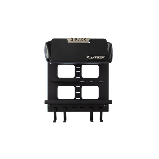 The G-Force G-Rack Model 2 wall mounted bike rack with hooks & shelf on a white background