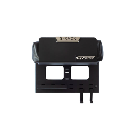 The G-Force G-Rack Model 3 wall mounted bike rack with hooks & shelf on a white background