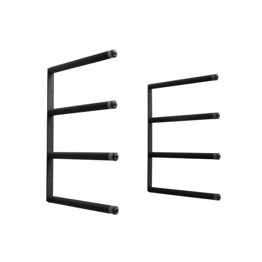 G-Force four board horizontal wall mounted surfboard rack on a white background