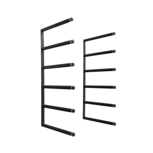 G-Force six board horizontal wall mounted surfboard rack on a white background