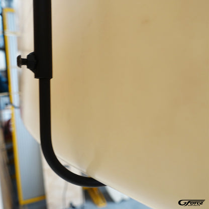 Close-up side view of a bar on the GF15H - Wall Mounted Surfboard Rack holding a surfboard