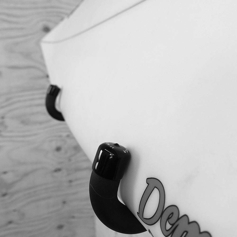 Closeup of a surfboard in the G-Force GF3 Wall Mounted Surfboard Rack